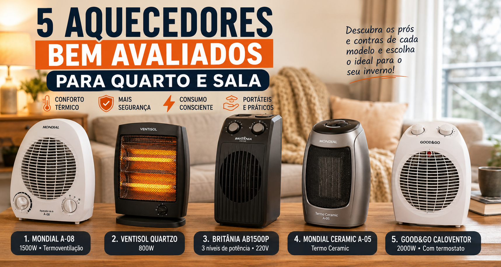 5 Aquecedores Bem Avaliados para Quarto e Sala: Veja os Prós e Contras Antes de Comprar
