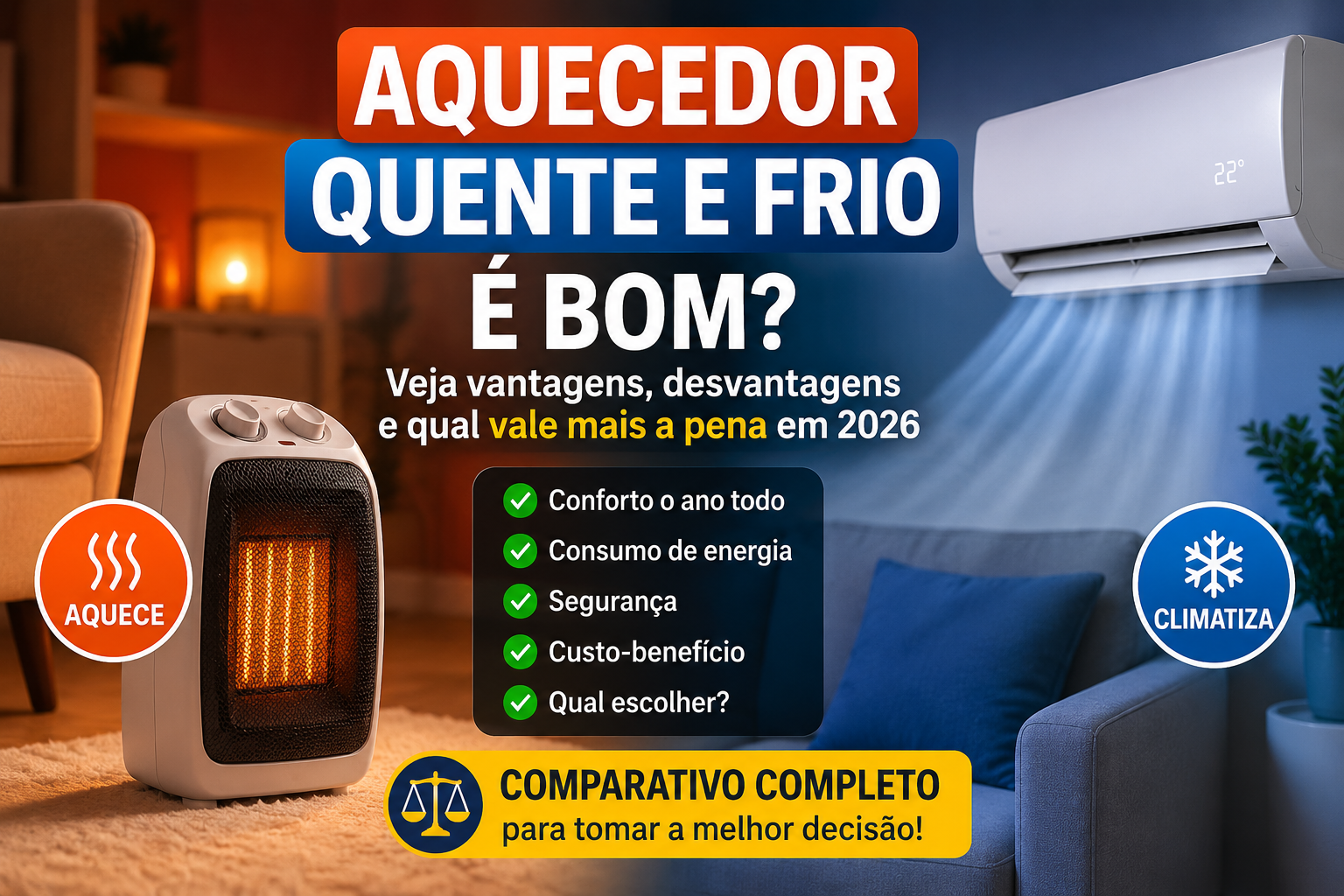 Aquecedor Quente e Frio é Bom? Veja Vantagens, Desvantagens e Qual Vale Mais a Pena em 2026